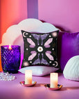 Purple Crystal Moth Vegan Suede Pillow