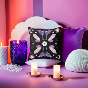 Purple Crystal Moth Vegan Suede Pillow