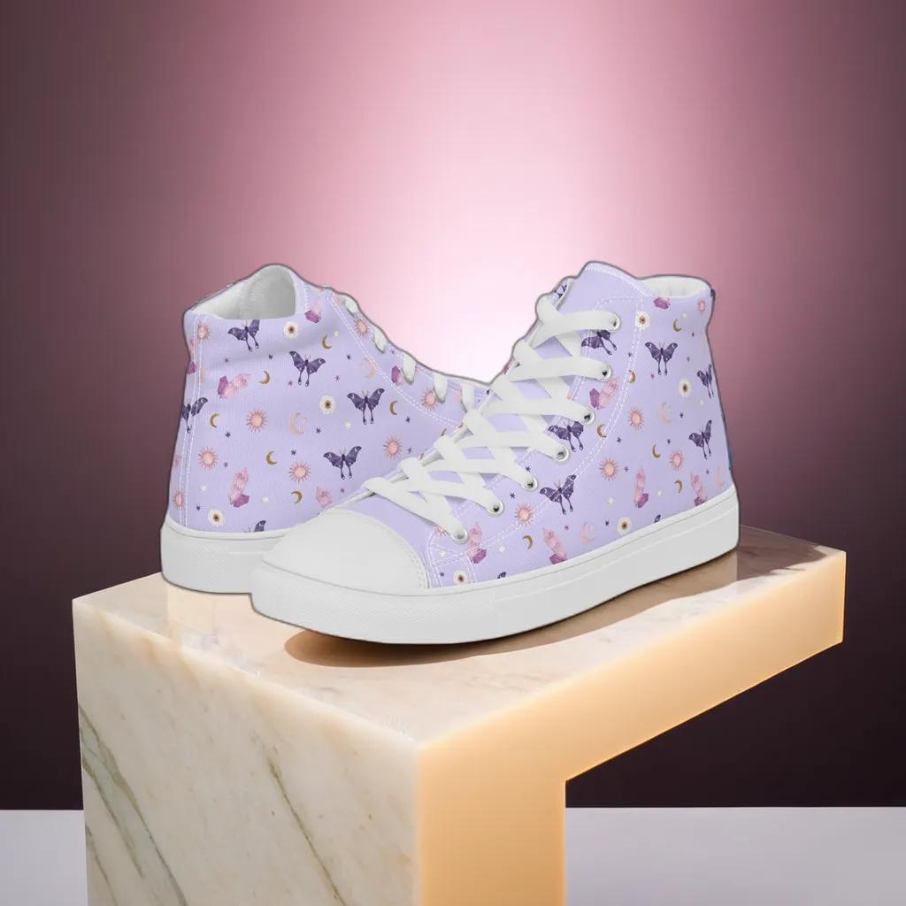 Lavender Crystal Moon Moth Hightop Sneakers