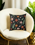 Orange Floral Vegan Suede Pillow