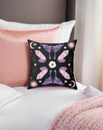 Purple Crystal Moth Vegan Suede Pillow