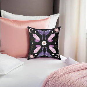 Purple Crystal Moth Vegan Suede Pillow