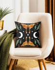 Orange Moon Moth Vegan Suede Pillow