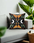 Orange Moon Moth Vegan Suede Pillow