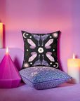 Purple Crystal Moth Vegan Suede Pillow