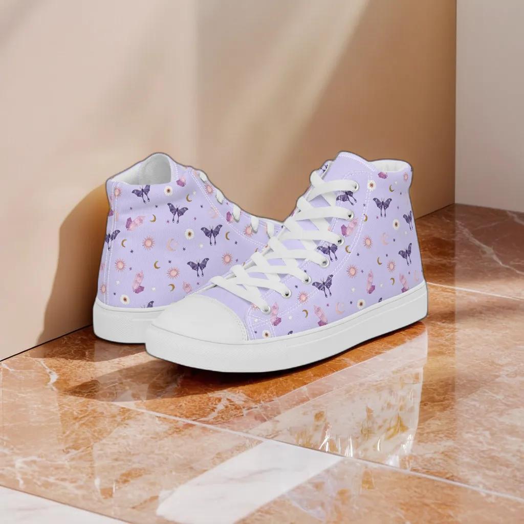 Lavender Crystal Moon Moth Hightop Sneakers