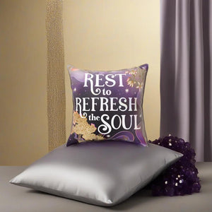 Rest to Refresh the Soul Vegan Suede Pillow