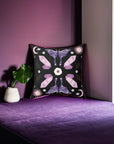 Purple Crystal Moth Vegan Suede Pillow