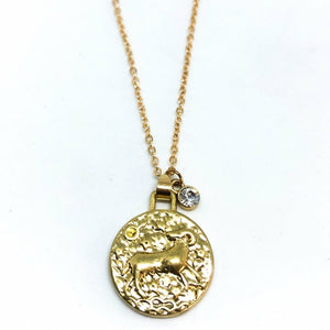 Double Sided Zodiac Coin Necklace