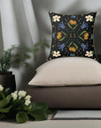 Blue Floral Vegan Suede Pillow