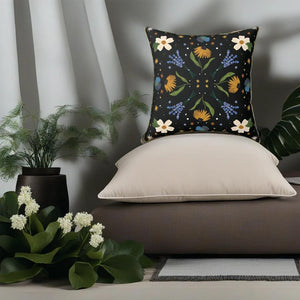 Blue Floral Vegan Suede Pillow