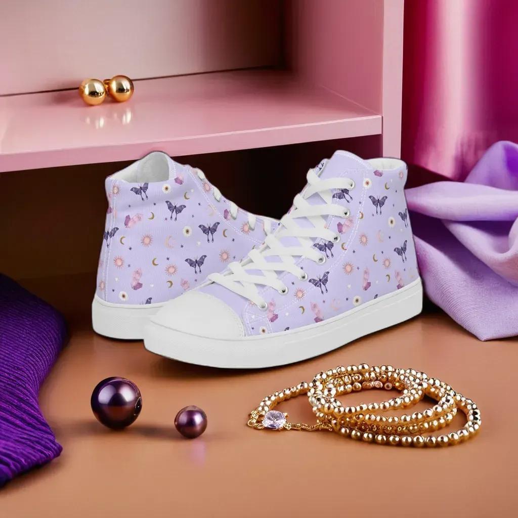 Lavender Crystal Moon Moth Hightop Sneakers