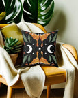 Orange Moon Moth Vegan Suede Pillow