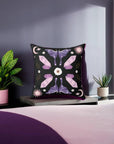 Purple Crystal Moth Vegan Suede Pillow