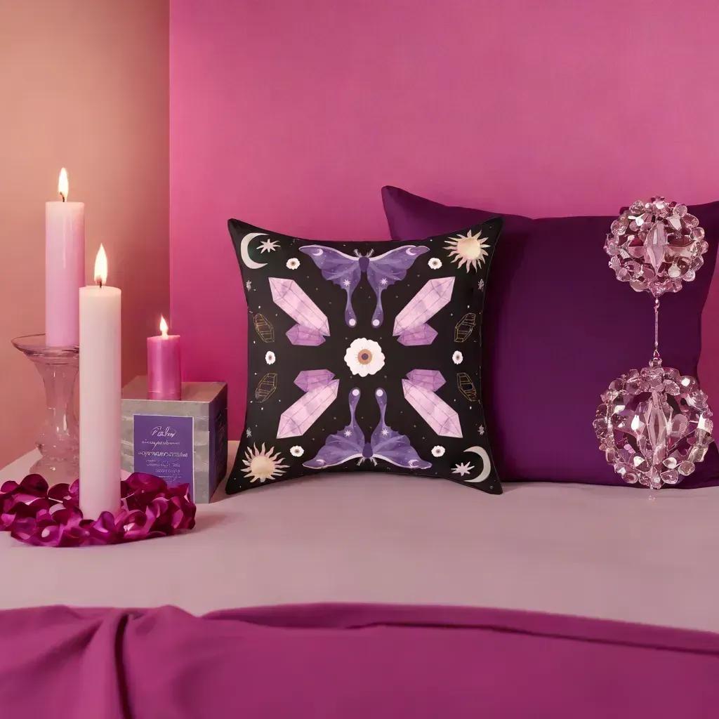 Purple Crystal Moth Vegan Suede Pillow