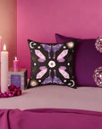 Purple Crystal Moth Vegan Suede Pillow