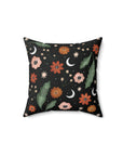 Orange Floral Vegan Suede Pillow