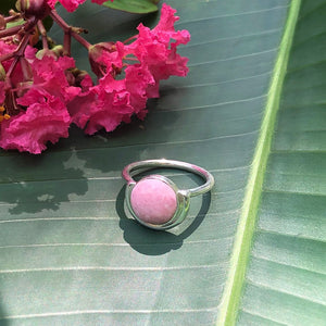 Pink Rhodochrosite Incan Moon Ring