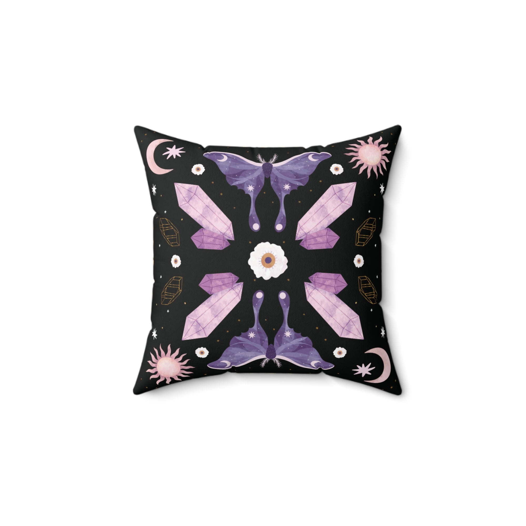 Purple Crystal Moth Vegan Suede Pillow