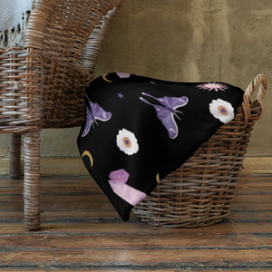 Black Crystal Moon Moth Throw Blanket