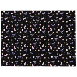 Black Crystal Moon Moth Throw Blanket