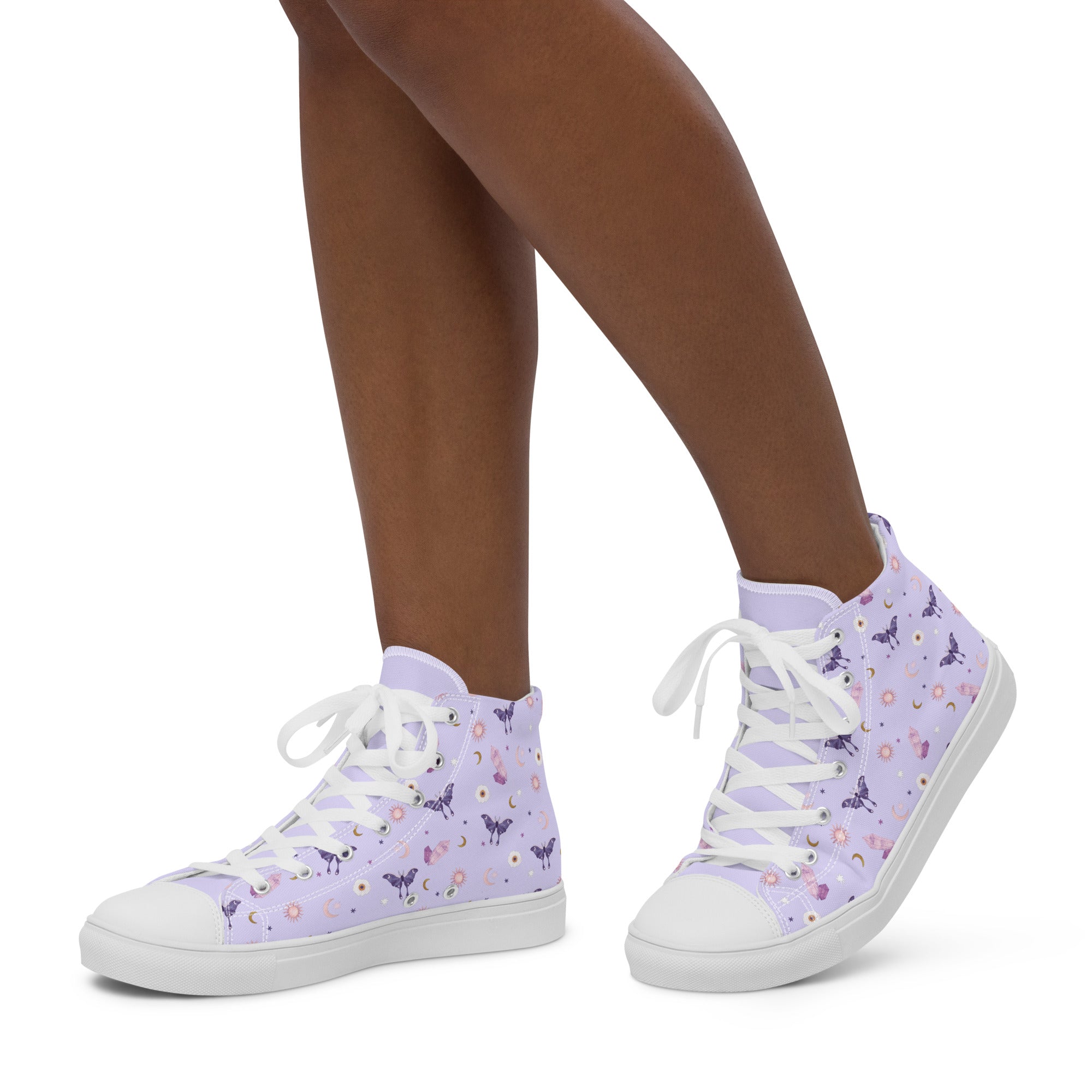 Lavender Crystal Moon Moth Hightop Sneakers