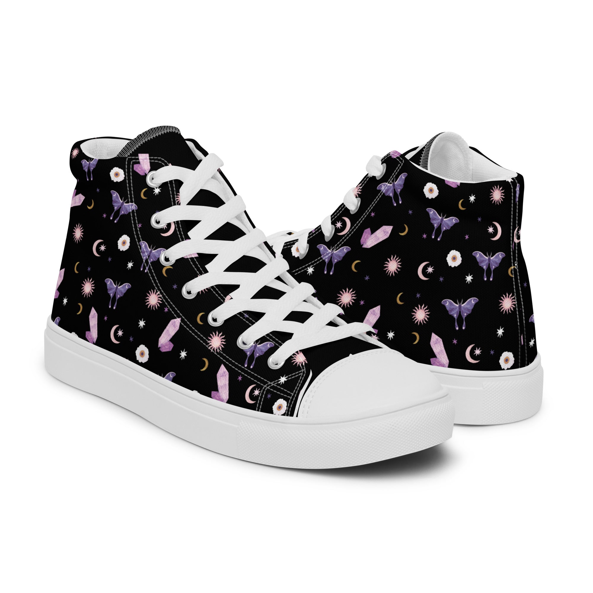 Black Crystal Moon Moth Hightop Sneakers