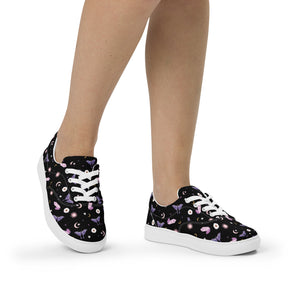 Black Crystal Moon Moth Lace-up Shoes