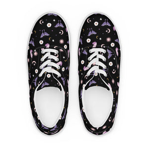 Black Crystal Moon Moth Lace-up Shoes