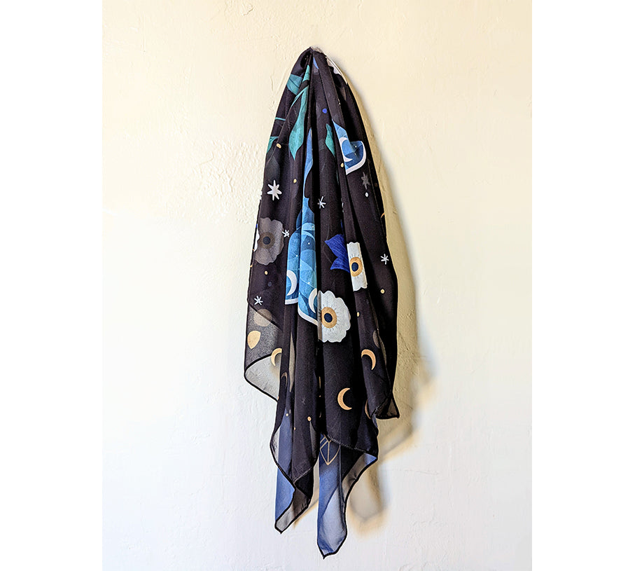 Midnight Garden Vegan Silk Scarf available at Goddess Provisions