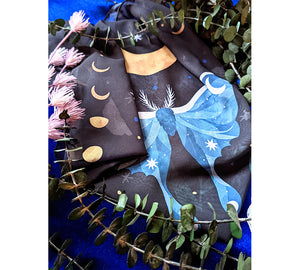 Midnight Garden Vegan Silk Scarf available at Goddess Provisions